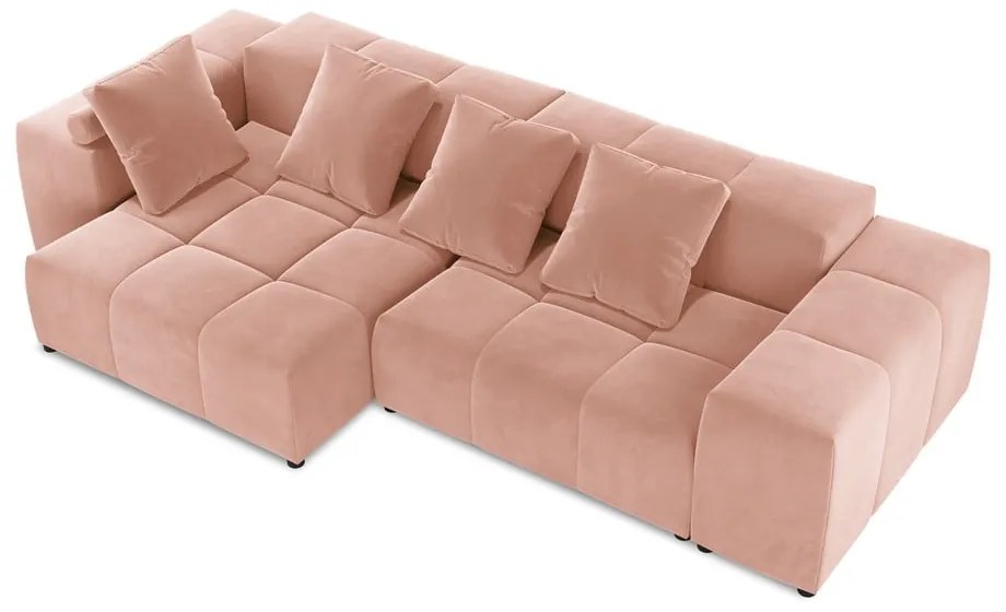 Rózsaszín bársony sarokkanapé (variálható) Rome Velvet - Cosmopolitan Design