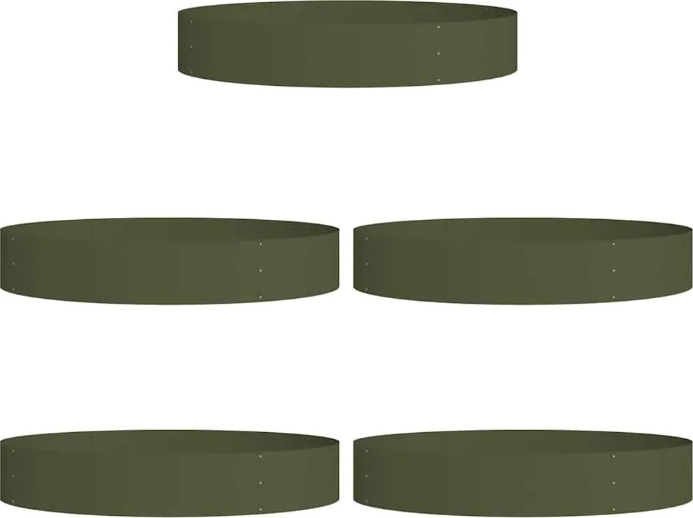vidaXL Ültető gyűrű 5 pcs Olajzöld 120 x 120 x 20 cm