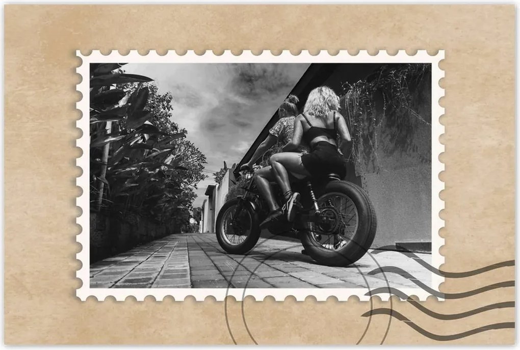 Poszterek 120x80 Szerelmes pár a motoron