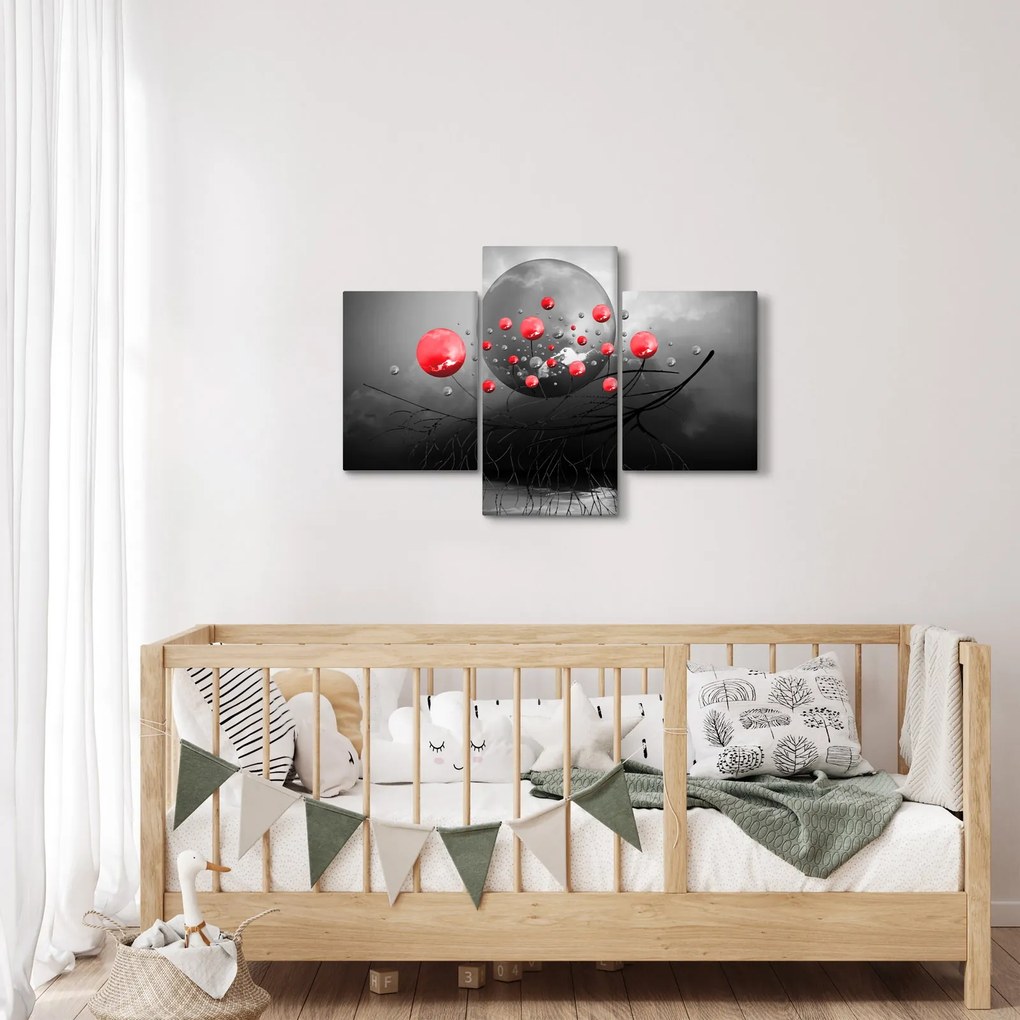 Piros absztrakt gömbök képe (90x60 cm)