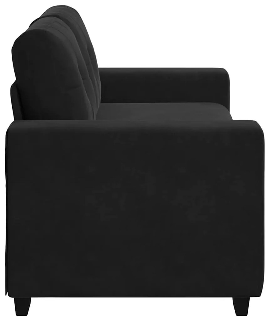 fekete bársony loveseat kanapé 140 cm