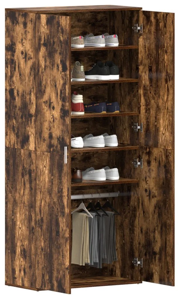 vidaXL Cipőszekrény polcokkal Füstölt tölgy 80 x 39 x 178 cm Faanyag