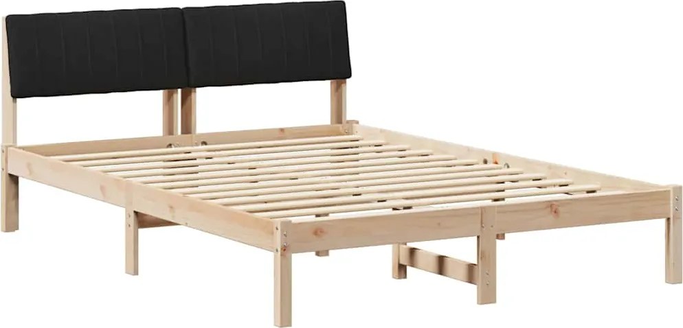 vidaXL Ágykeret fejtámlával Barna és fekete 135 x 190 cm Tömör fenyőfa