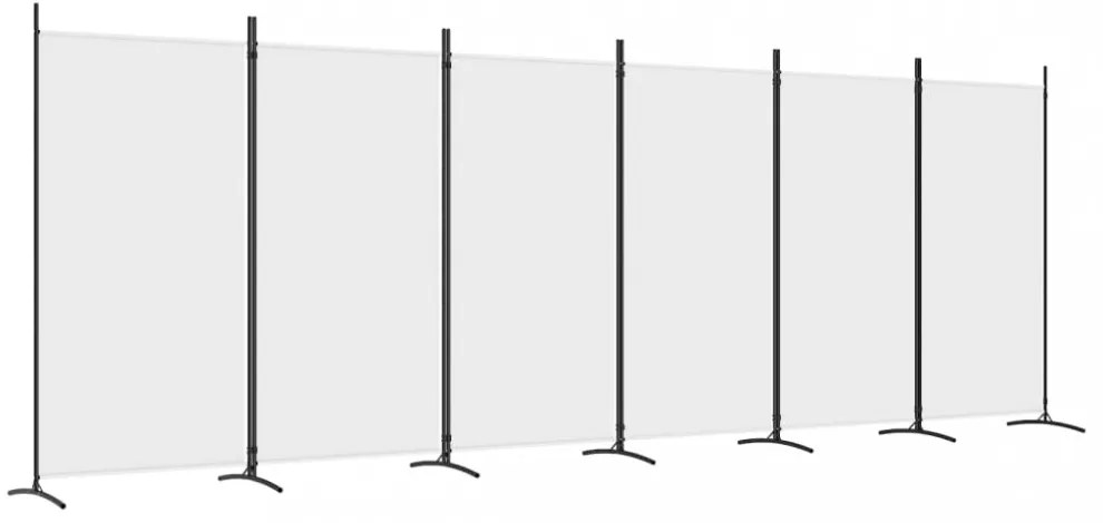6 paneles fehér szövet térelválasztó 520x180 cm