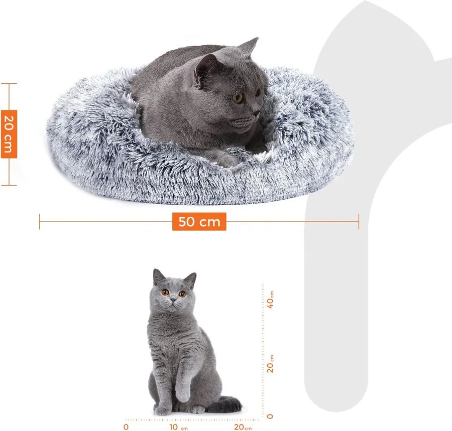 Kutyaágy, kerek macskaágy,S-es méretű, szürke | FEANDREA
