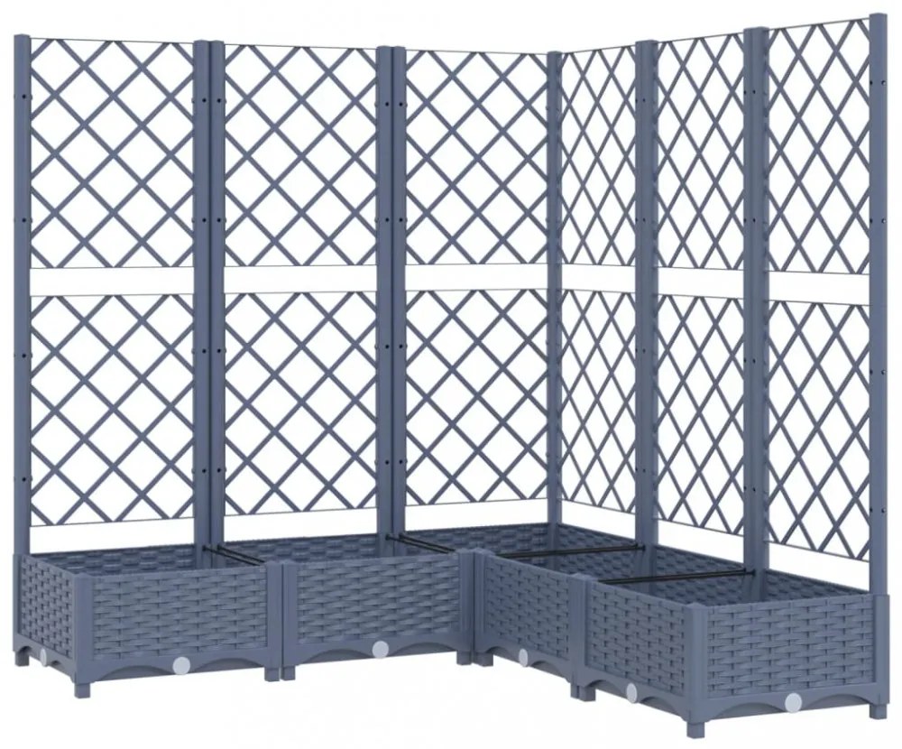 sötétszürke PP rácsos kerti ültetőláda 120 x 120 x 121,5 cm