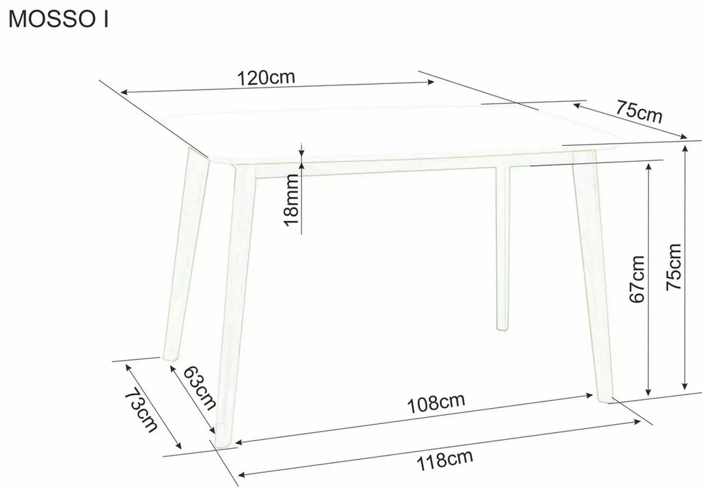 Fehér étkezőasztal MOSSO I 120X75