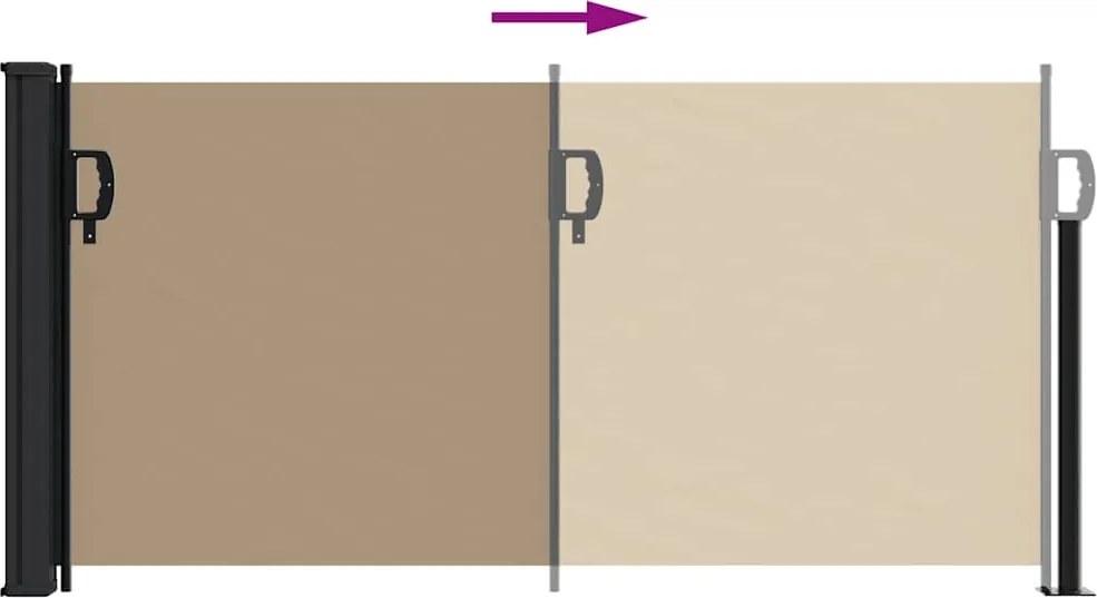 Tópszínű behúzható oldalsó napellenző 100 x 500 cm