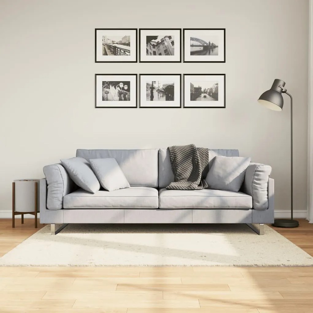 PAMPLONA krémszínű magas szálú bolyhos modern szőnyeg 120x170cm