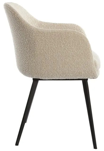 Krémszínű kárpitozott karfás étkezőfotel Leone – Light &amp; Living