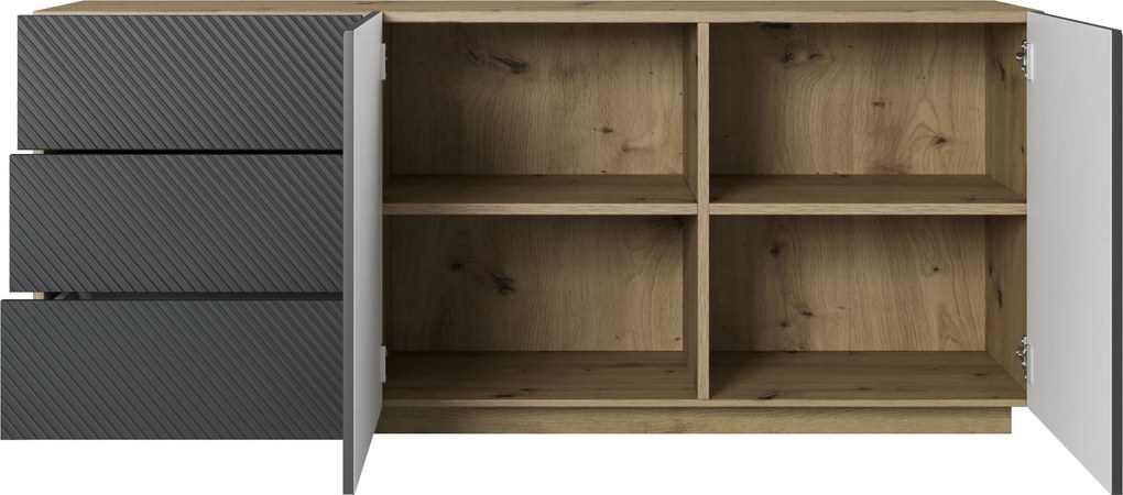 Asha komód 167 cm kétajtós fiókos - artisan / rivier stone matt