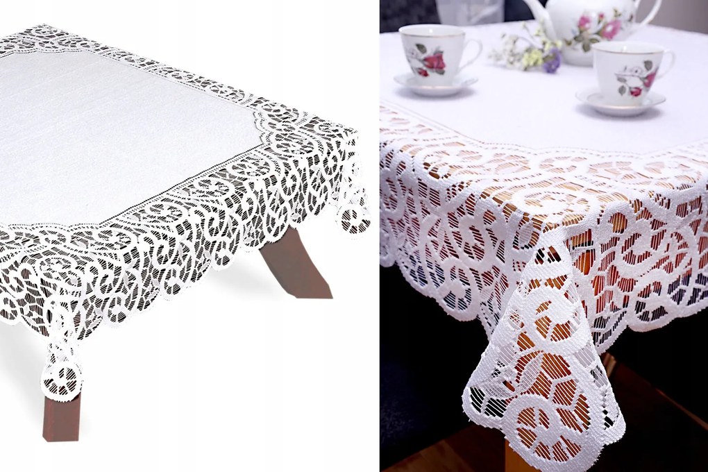 Abrosz terítő csipkemintával, négyzet alakú, 100 x 100 cm