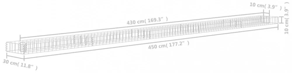 horganyzott acél gabion magaságyás 450 x 30 x 10 cm