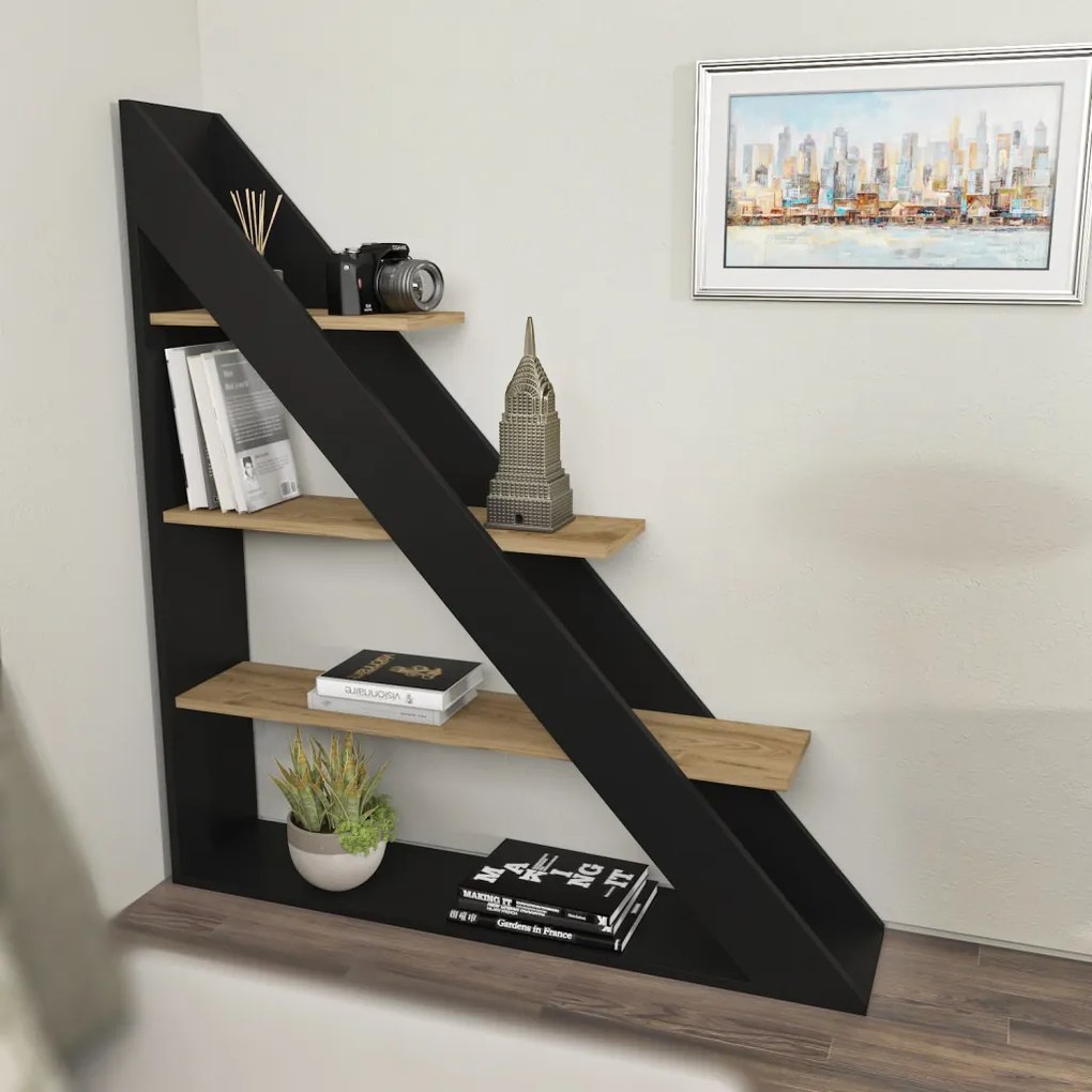 Pisagor könyvespolc, fekete-tölgy, 120 cm