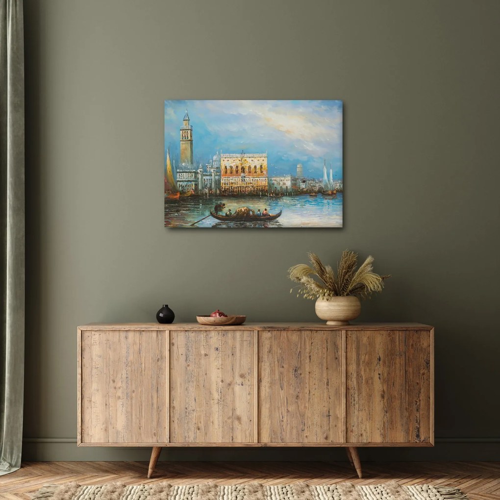 Kép - gondola Velencén áthaladva, olajfestmény (70x50 cm)