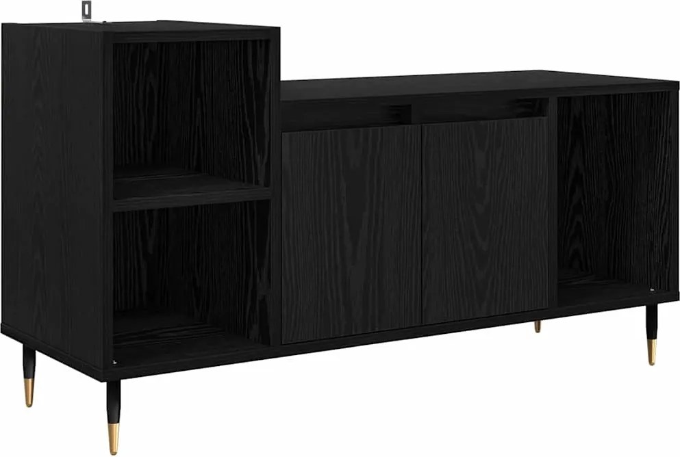 vidaXL TV szekrény Fekete tölgy 100 x 35 x 55 cm Faanyag