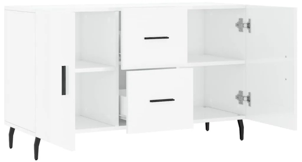 magasfényű fehér szerelt fa tálalószekrény 100 x 36 x 60 cm