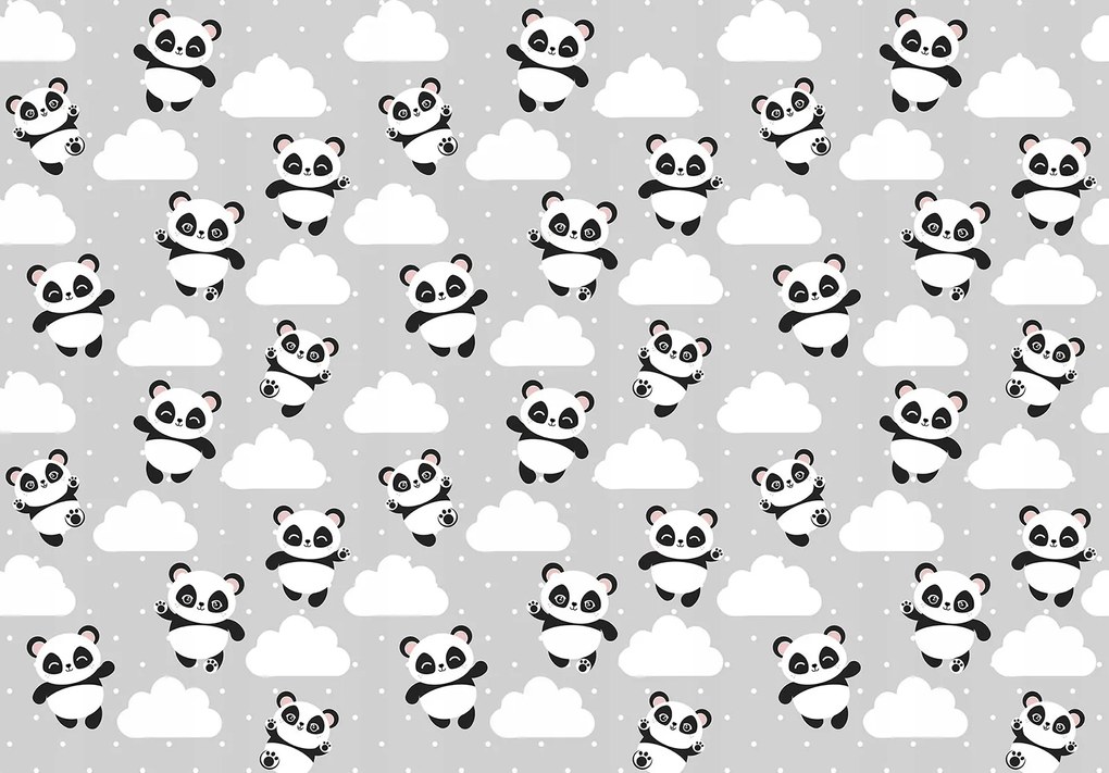 Panda mackók a felhőkben flizelin fotótapéta gyerekeknek 416x290 +ragasztó