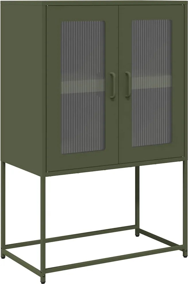 vidaXL Highboard olívazöld 68x39x107 cm Acél