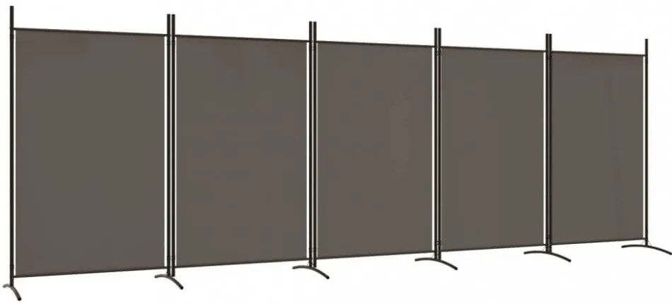 5 paneles antracitszürke szövet térelválasztó 433x180 cm