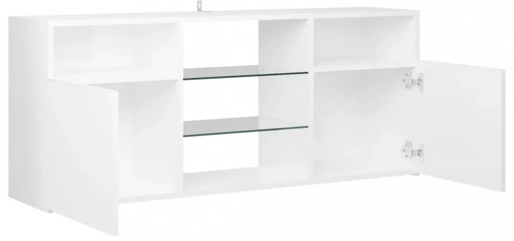 magasfényű fehér TV-szekrény LED lámpákkal 120 x 30 x 50 cm