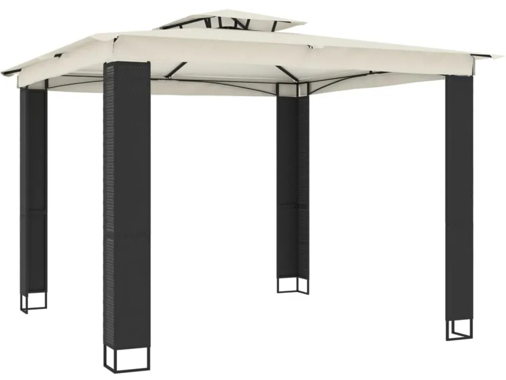 krémszínű acél dupla tetős pavilon 2,94 x 2,94 m