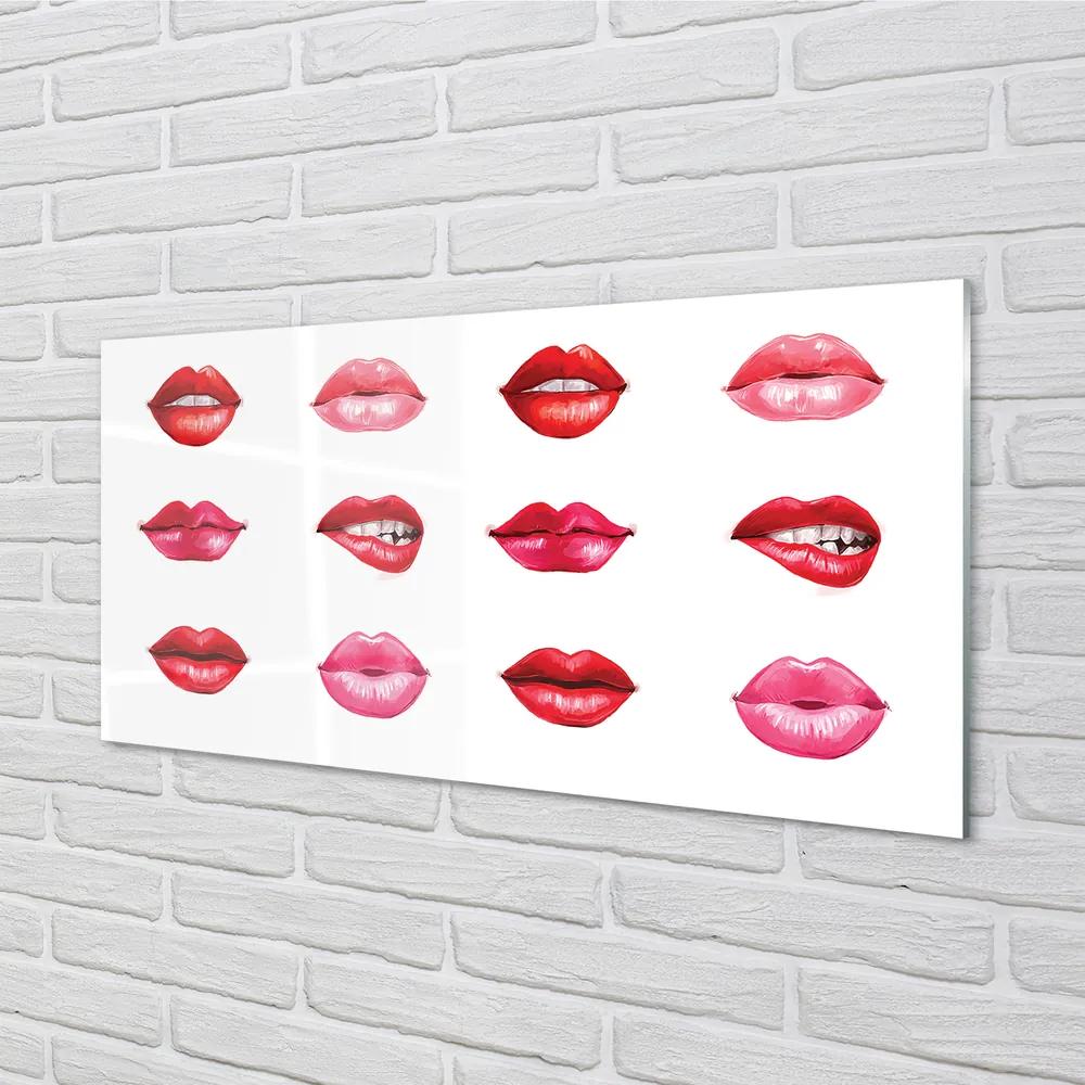 Üvegképek Vörös és rózsaszín ajkak 100x50 cm