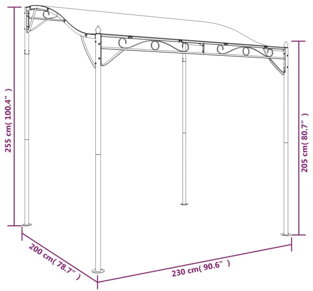 tópszínű szövet és acél pavilon 2 x 2,3 m 180 g/m²