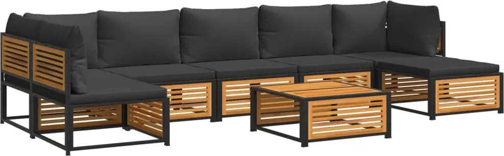 vidaXL 8 részes tömör akácfa kerti ülőgarnitúra párnával
