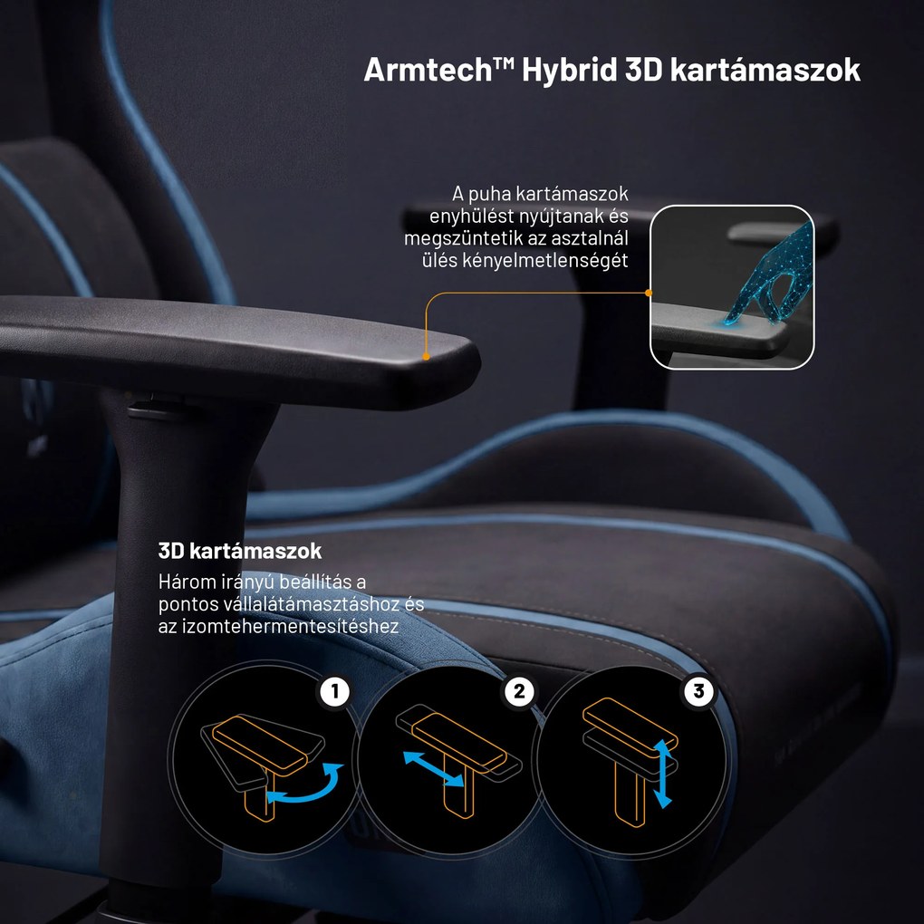 Szövet gamer szék fekete-kék Diablo X-One 2.0 Night Blue Small