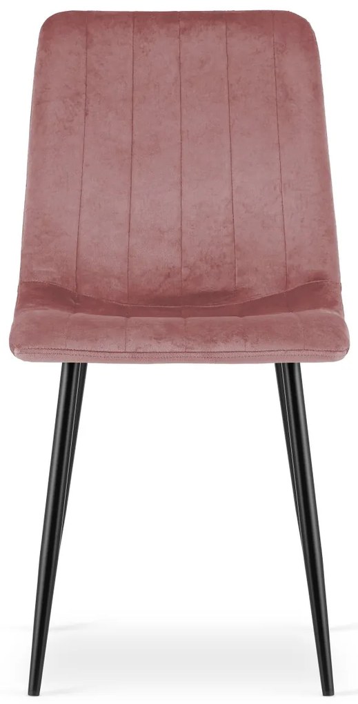 Rózsaszín étkezőszék LAVA bársony fekete lábakkal