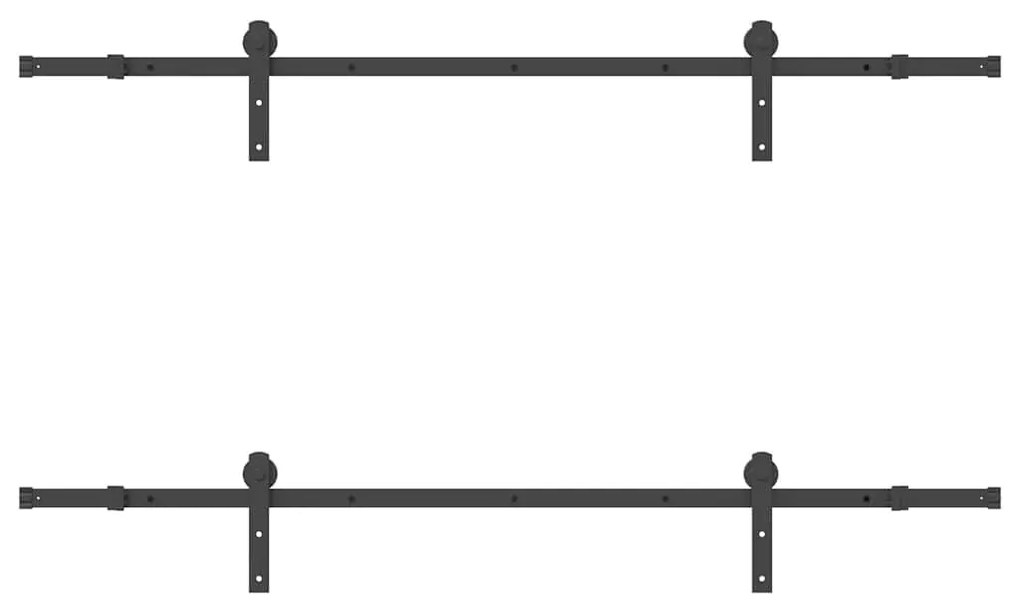 fekete acél tolóajtó fémszerelék készlet 200 cm