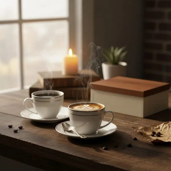 Porcelán kávéscsésze aljjal 230 ml - 2 személyes készlet díszdobozban