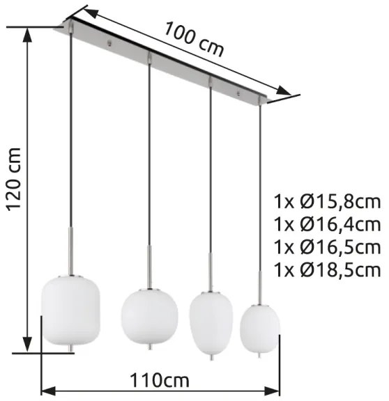 Globo 15345-4NO - Csillár zsinóron BLACKY I 4xE14/40W/230V