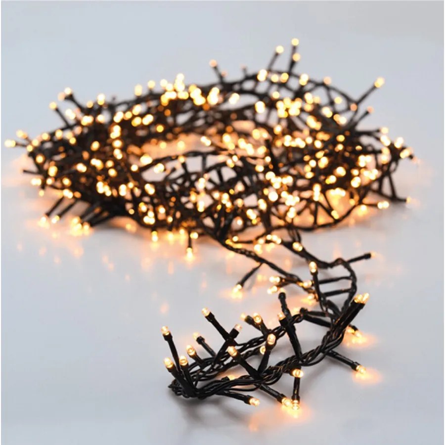 200 LED-es  BOA fényfüzér, kültéri-beltéri elemes, 8 világítási móddal, meleg fehér és Sárga LED-el, 4 m, IP44