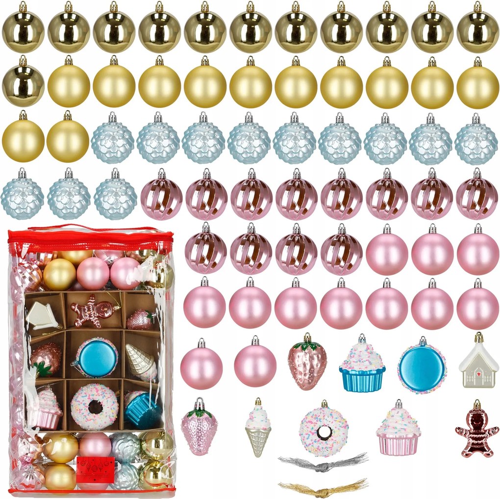 Karácsonyfadísz 69 db-os Karácsonyfa 11cm Törhetetlen Medál Szett