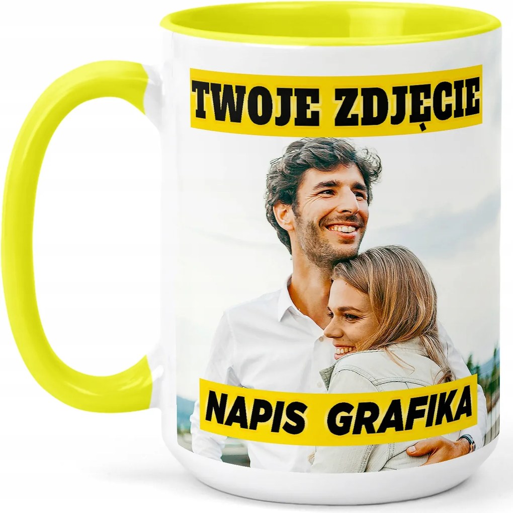 Személyre szabott Bögre Nagy Sárga 450ml nagymama nagypapa barát Ajándék