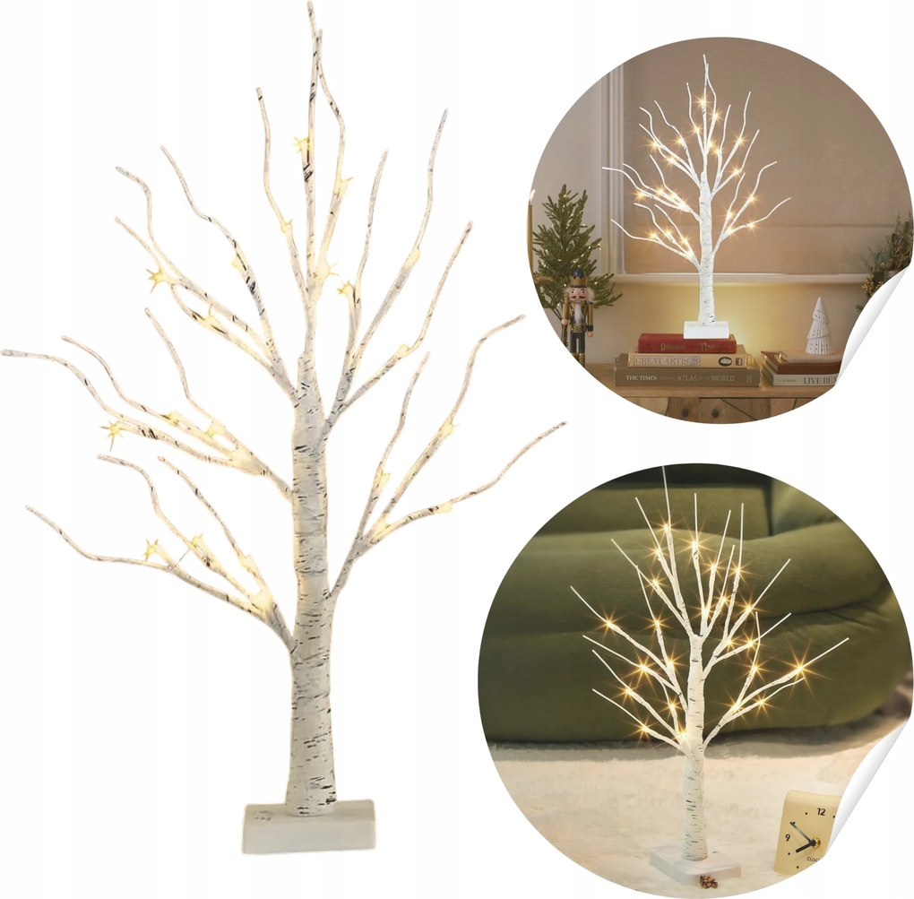 Dekorációs Fa Világító Led Dekoráció Nyírfa Dekoráció Lámpa 60CM