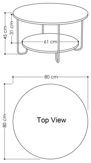 Kávésasztal CORRO 45x80 cm fehér/fekete