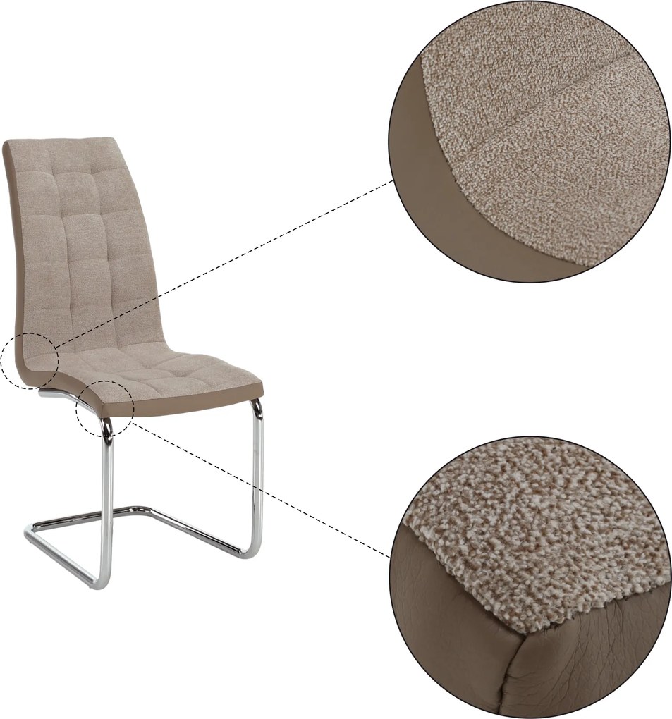 Étkezőszék, bézs/króm, SALOMA NEW