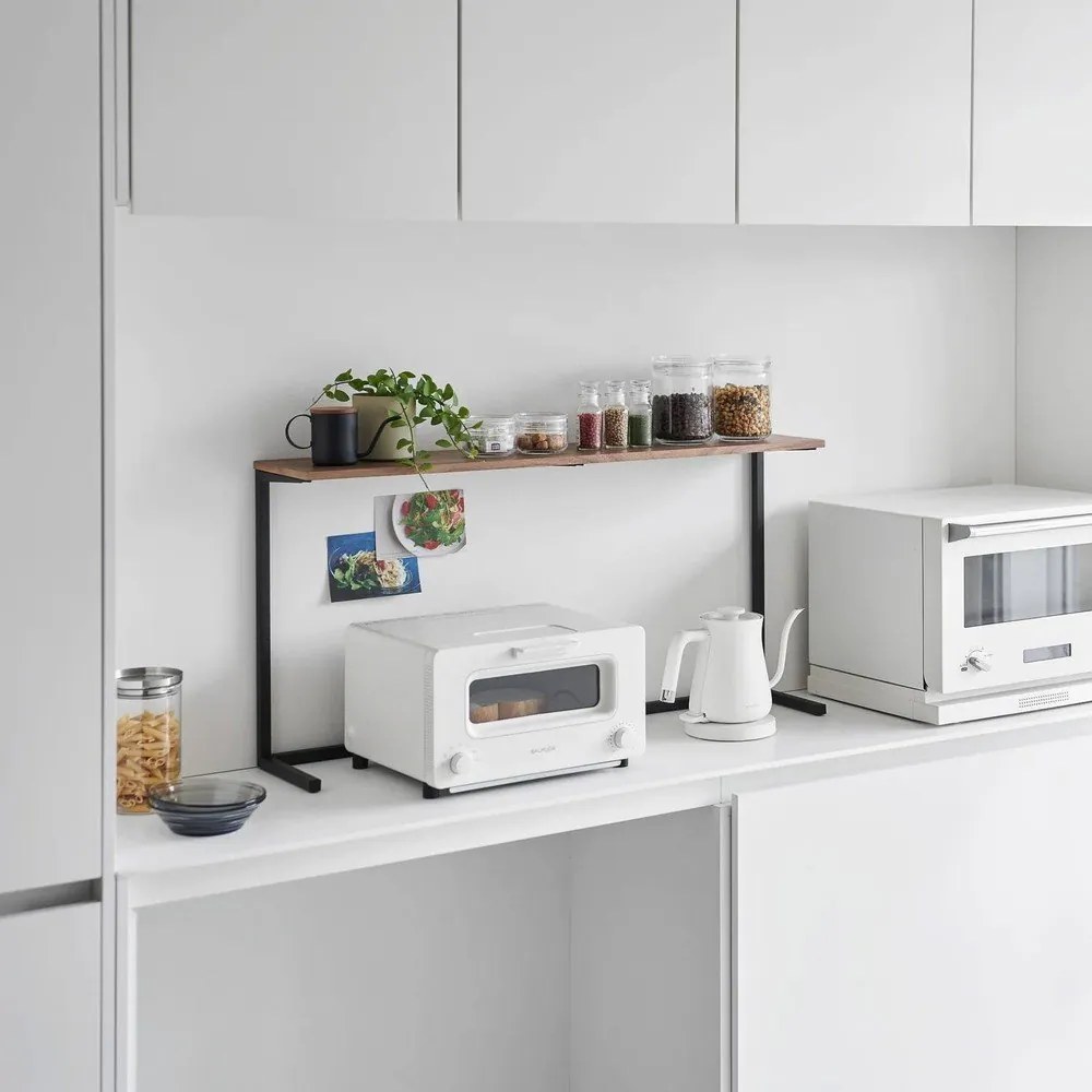 Fekete-natúr színű fa kiegészítő polc 90x18 cm Tower – YAMAZAKI