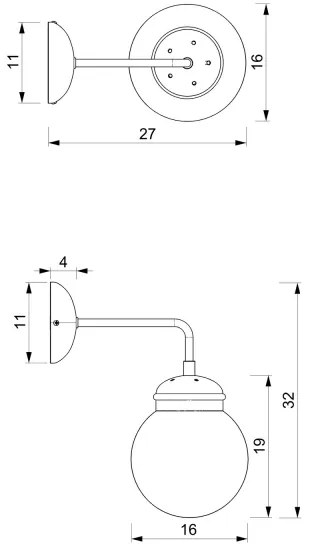 Fali lámpa HYDRO 1 1xE14/60W/230V