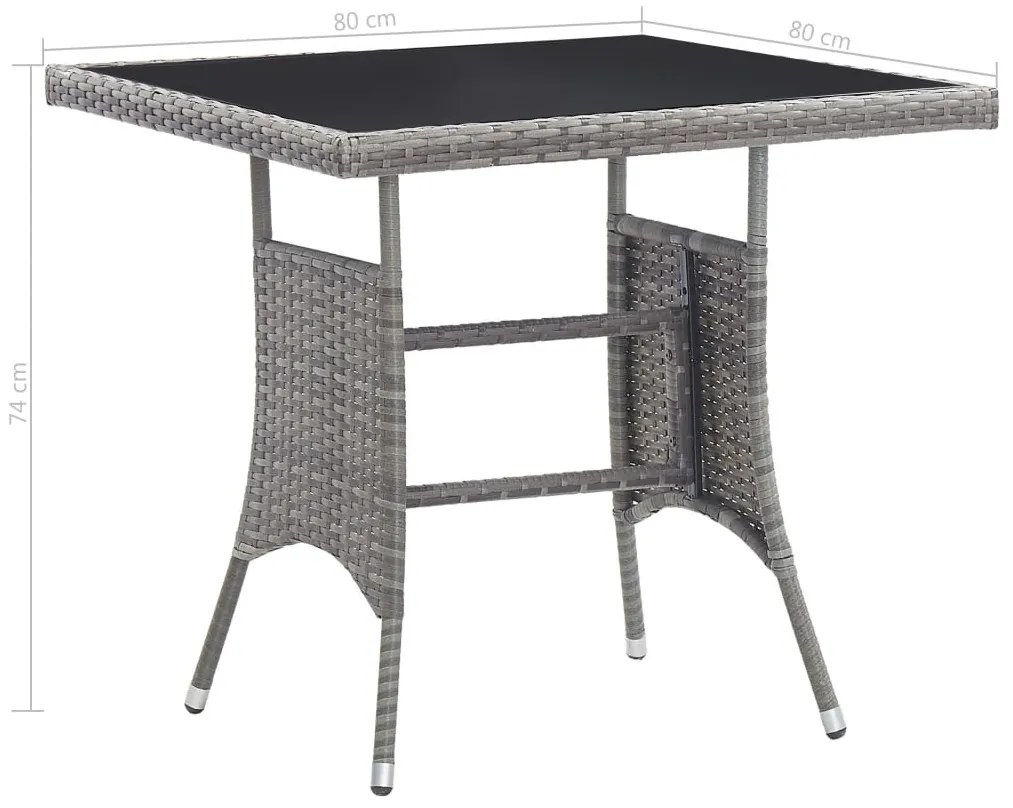szürke polyrattan kerti asztal 80 x 80 x 74 cm