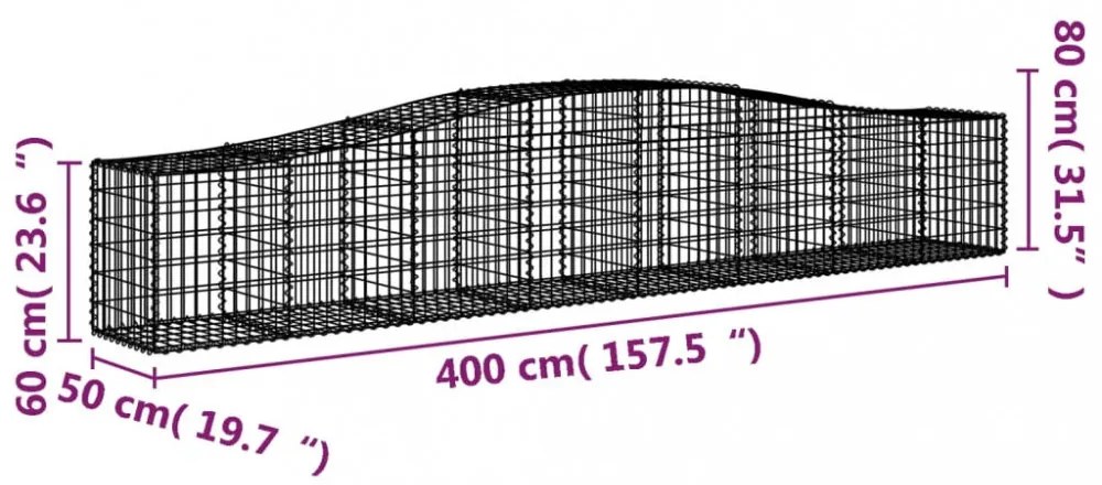íves horganyzott vas gabion kosár 400x50x60/80 cm