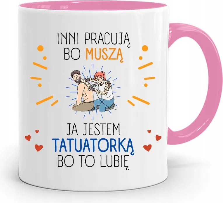 Tetoválóművésznek Tetováló Bögre Rózsaszín Ajándék fényképes nyomtatással