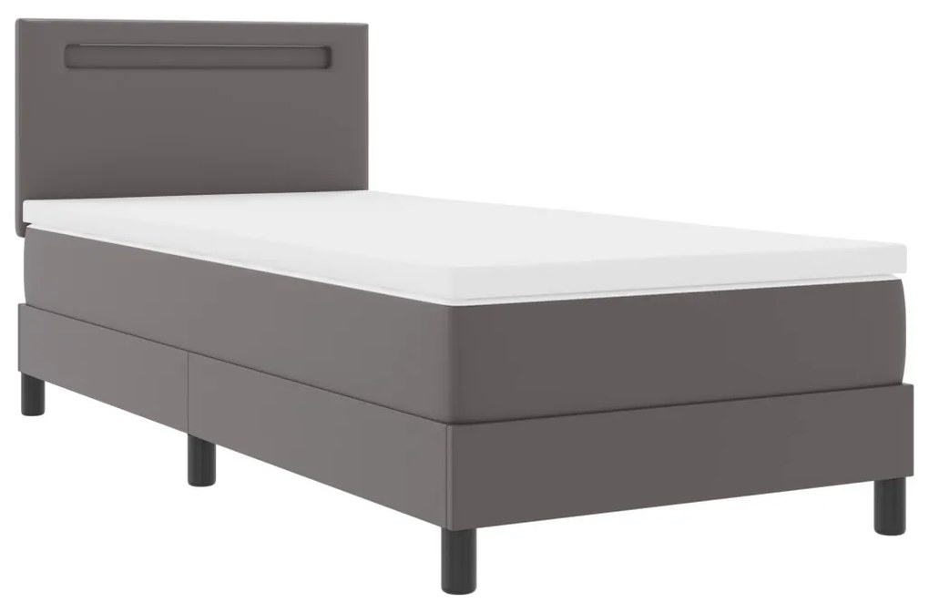Boxspring ágy matracszal szürkében, 100 x 200 cm, műbőr