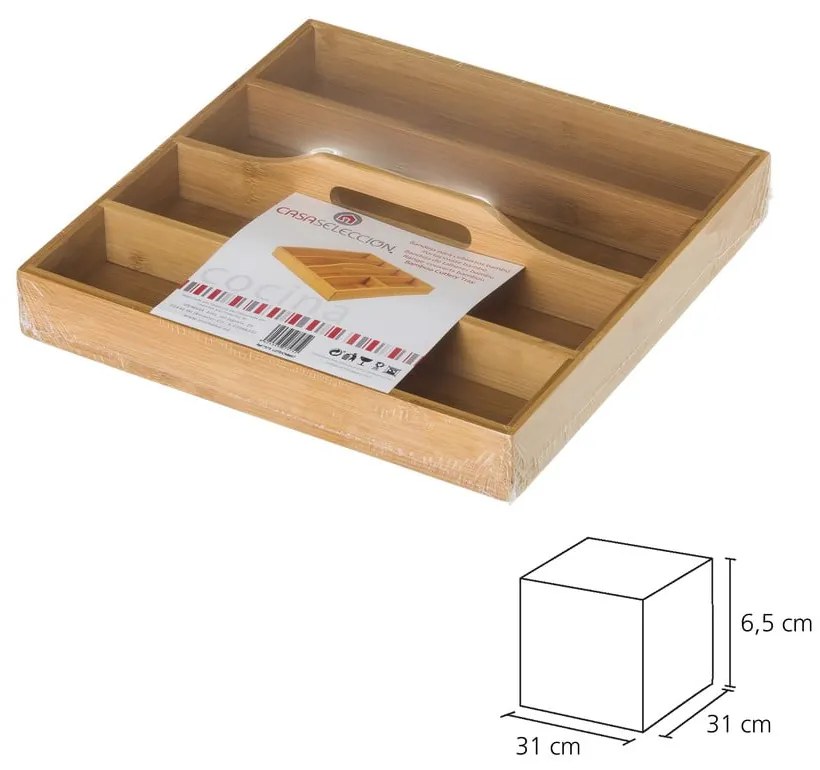 Bambusz evőeszköz rendszerező, 31 x 31 cm - Casa Selección