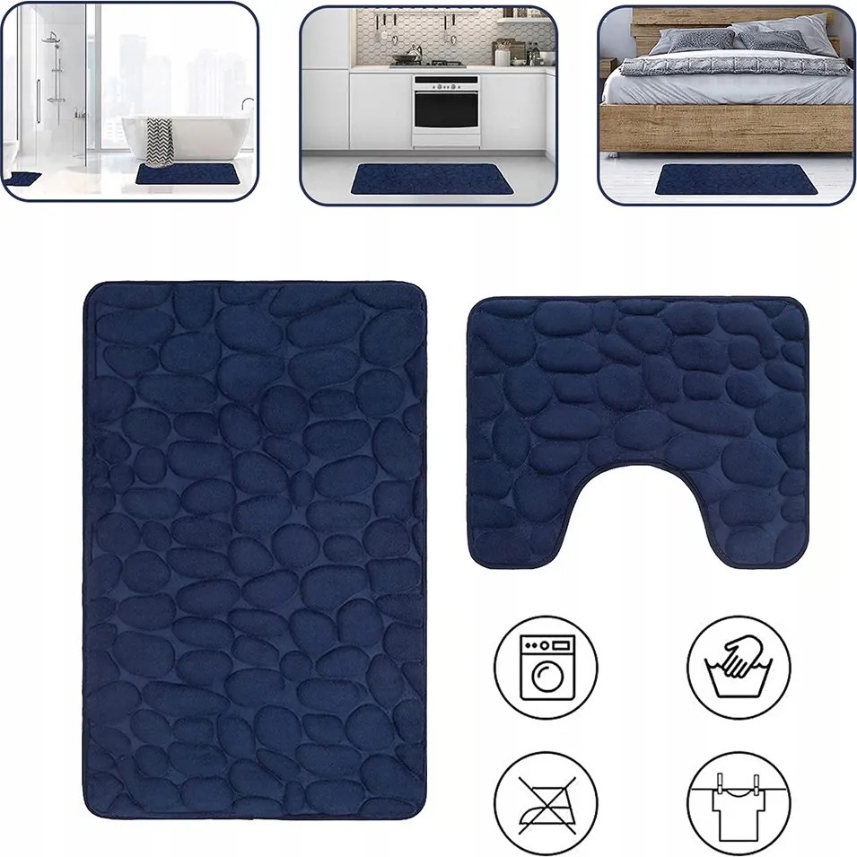 Fürdőszobaszőnyeg Szett Csúszásgátló Puha 15mm Szőnyeg