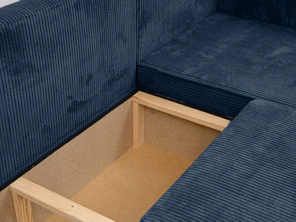 Sötétkék sarokkanapé SMART COSARO, kinyitható + 2 párna AJÁNDÉK