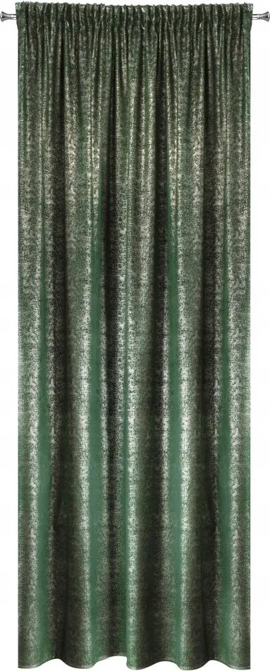 Bársony függöny 140X270 zöld, ezüst nyomott mintás Szalag